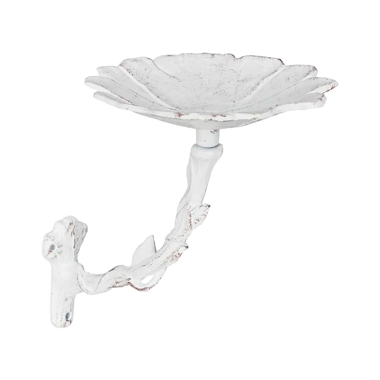 Relaxdays Vogeltränke Gusseisen Weiß Wetterfest 20 cm x 17 cm x 21 cm 0