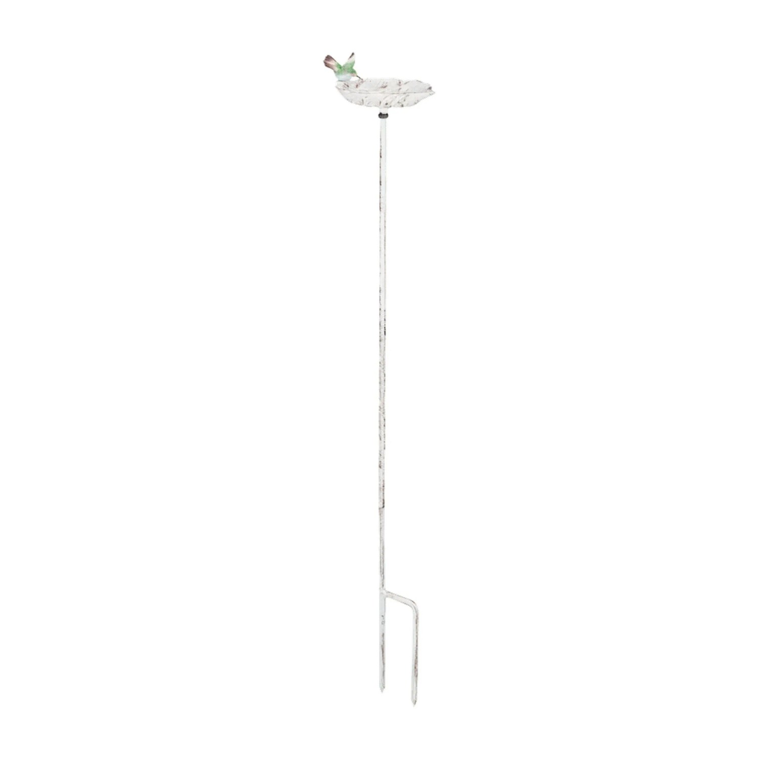Relaxdays Vogeltränke Gusseisen Weiß Wetterfest mit Erdspieß 100 cm x 18