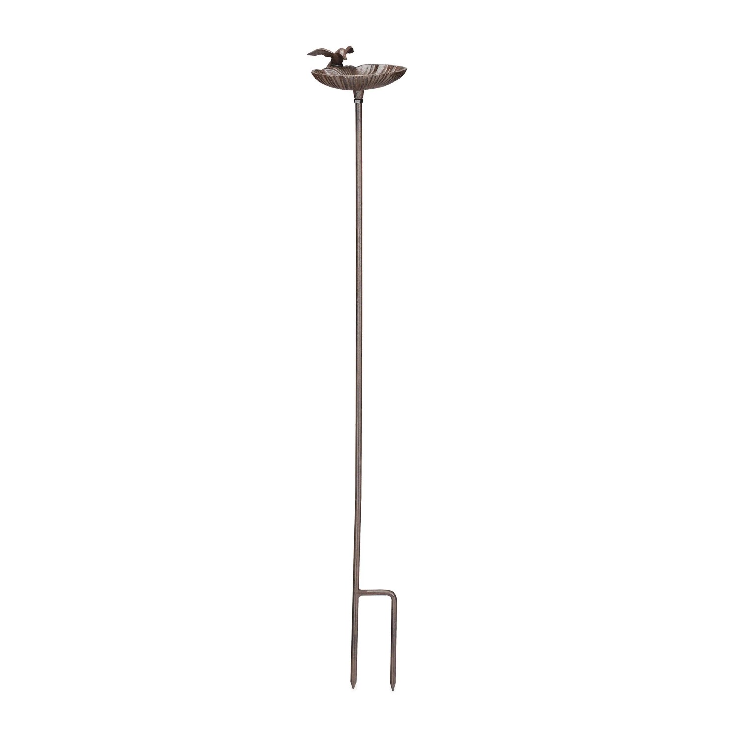Relaxdays Vogeltränke mit Erdspieß Gusseisen Braun 100 cm x 14 cm x 16 cm