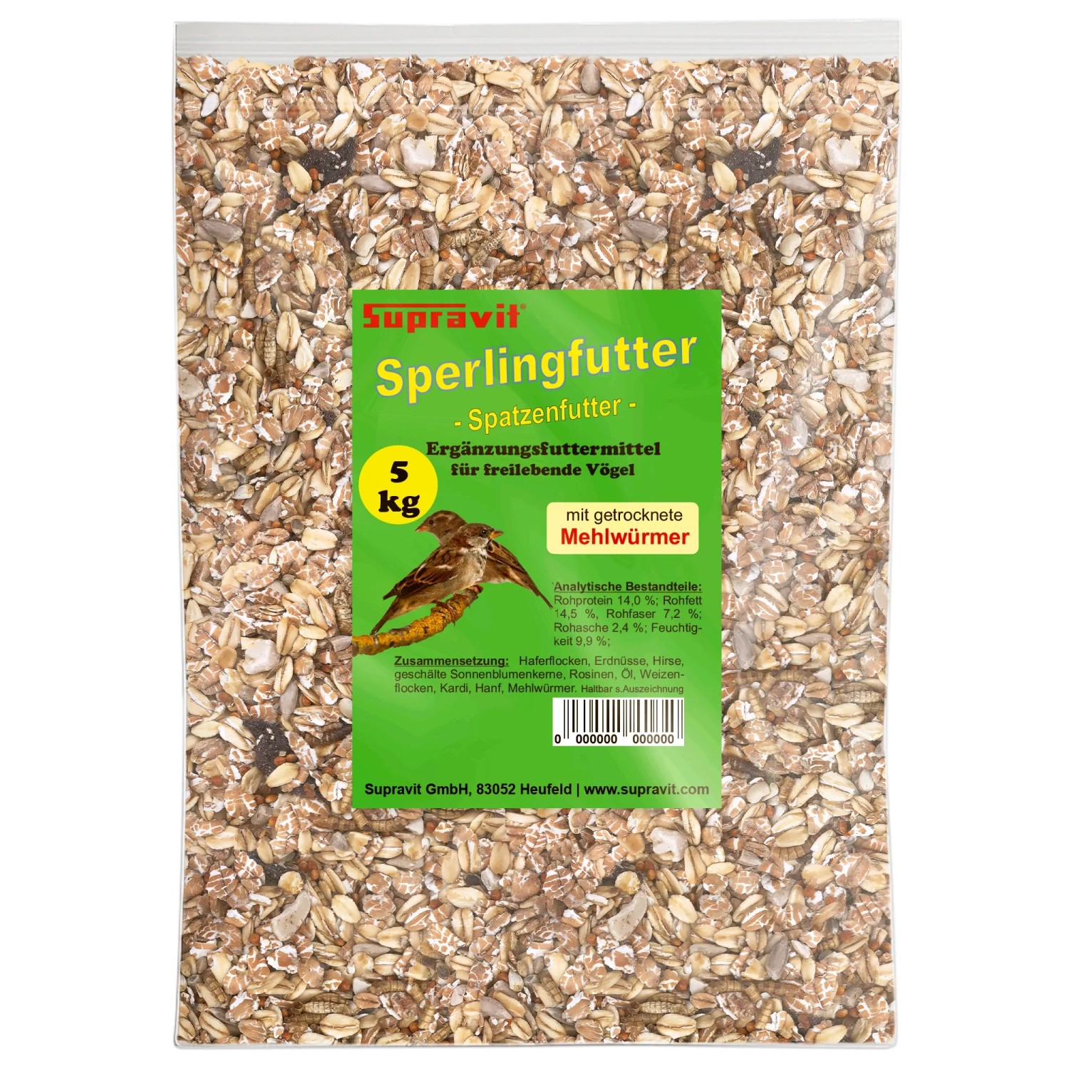 Supravit Spatzenfutter und Sperlingsfutter Vogelfutter mit Mehlwürmern
