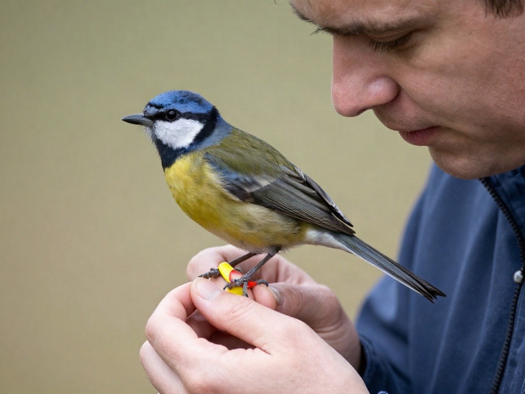 farbig beringter Vogel