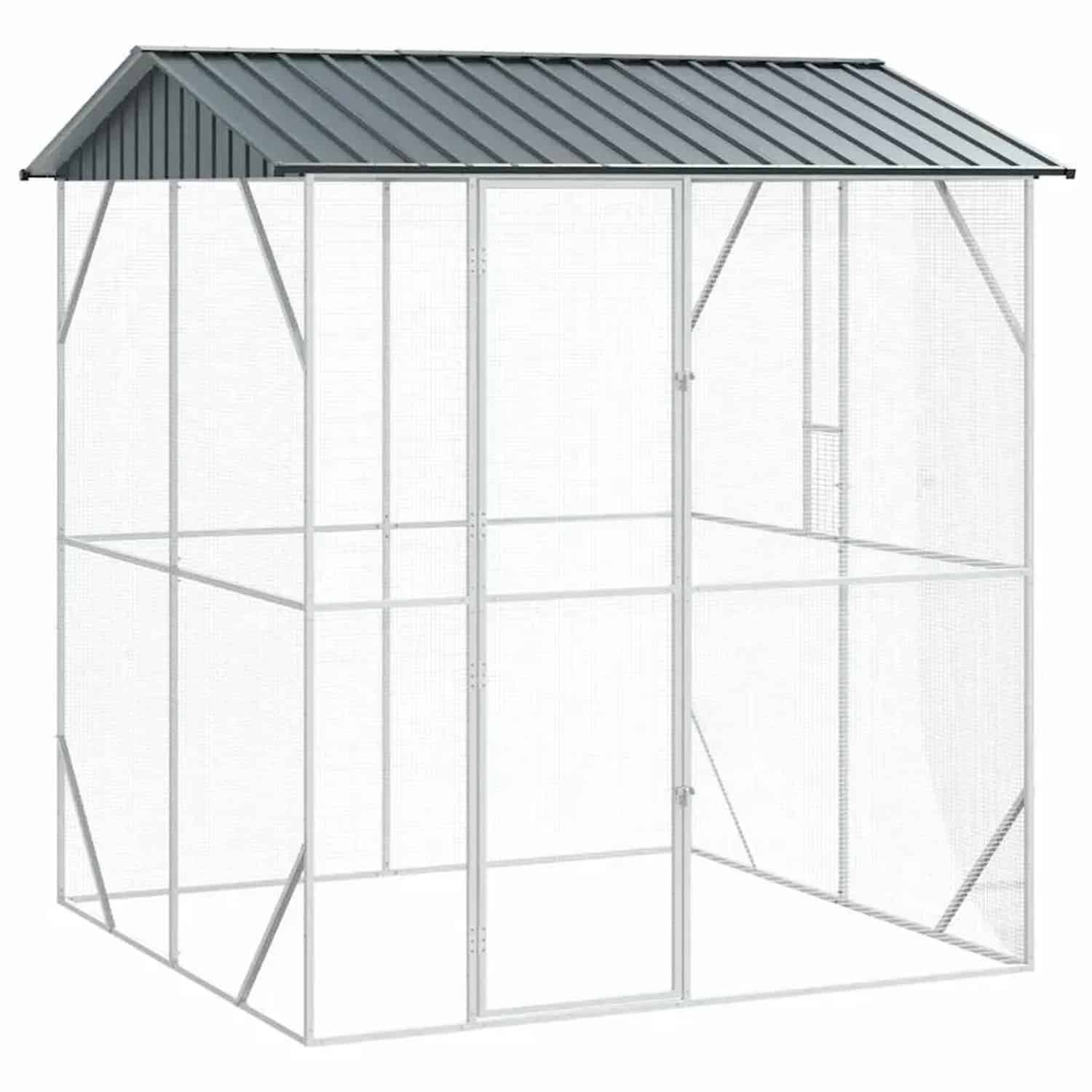 vidaXL Vogelkäfig Anthrazit 215 x 208 x 247 cm Verzinkter Stahl 3325152