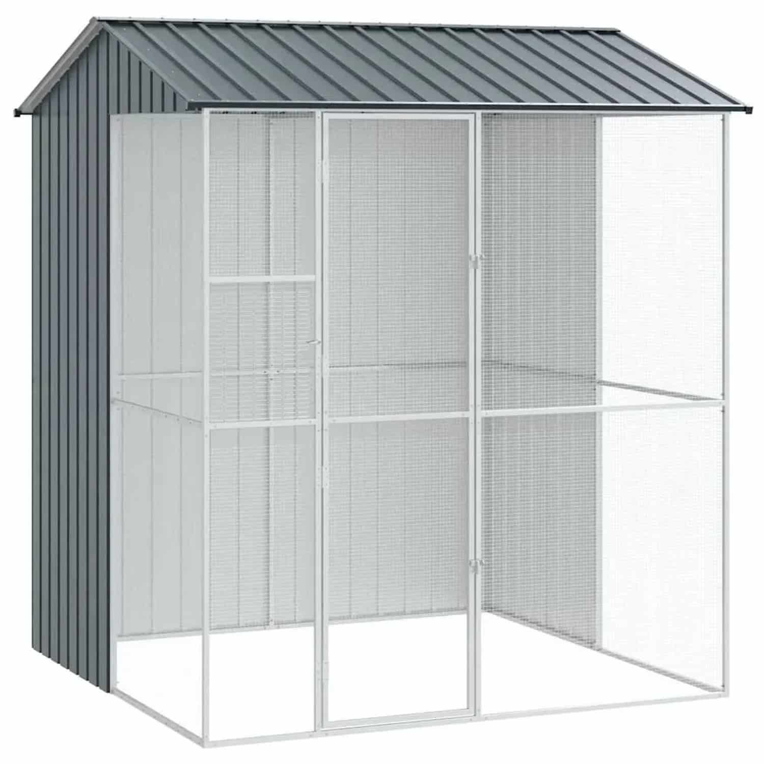 vidaXL Vogelkäfig Anthrazit 215 x 210 x 247 cm Verzinkter Stahl 3325174