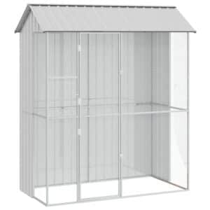vidaXL Vogelkäfig Grau 215 x 110 x 247 cm Verzinkter Stahl 3325173