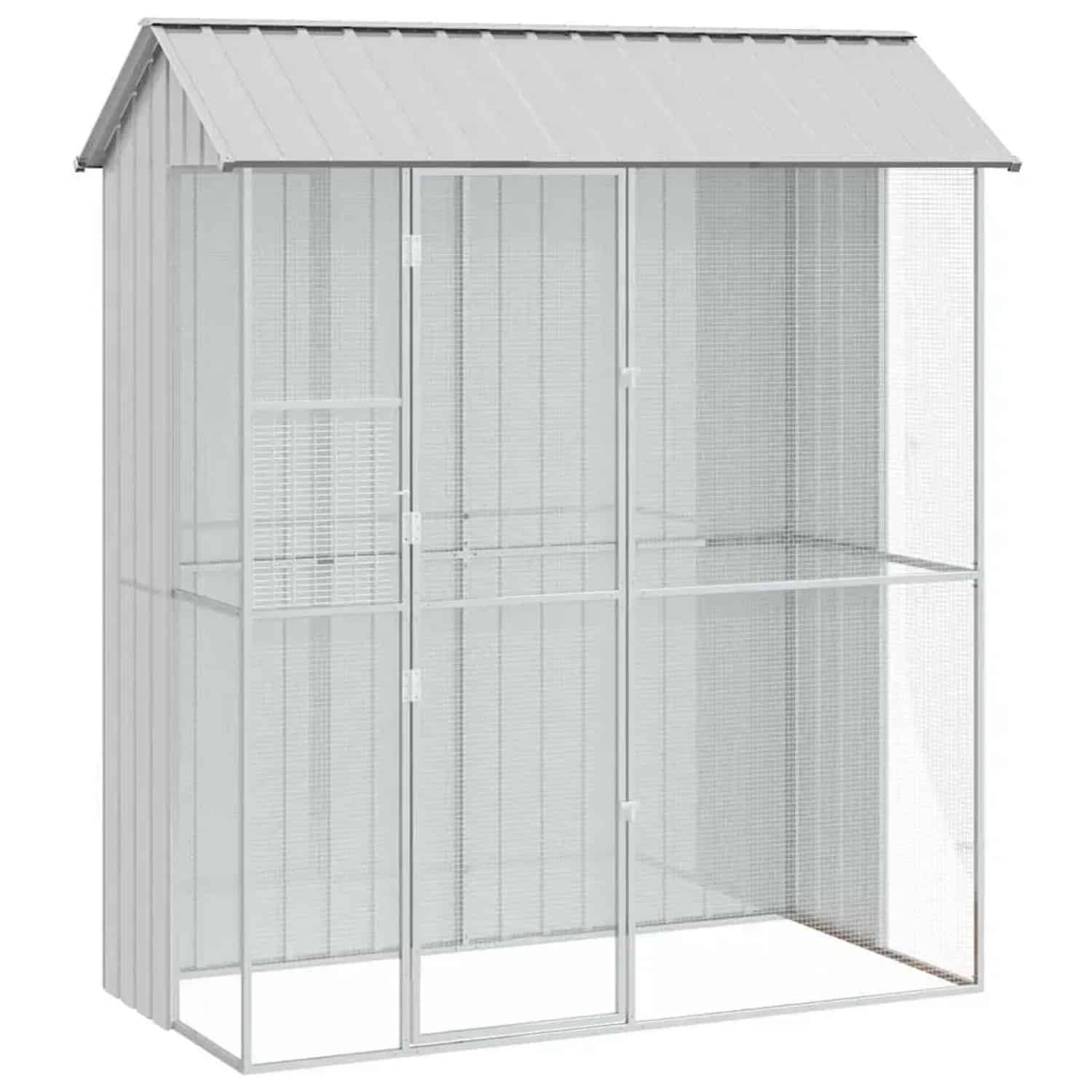 vidaXL Vogelkäfig Grau 215 x 110 x 247 cm Verzinkter Stahl 3325173