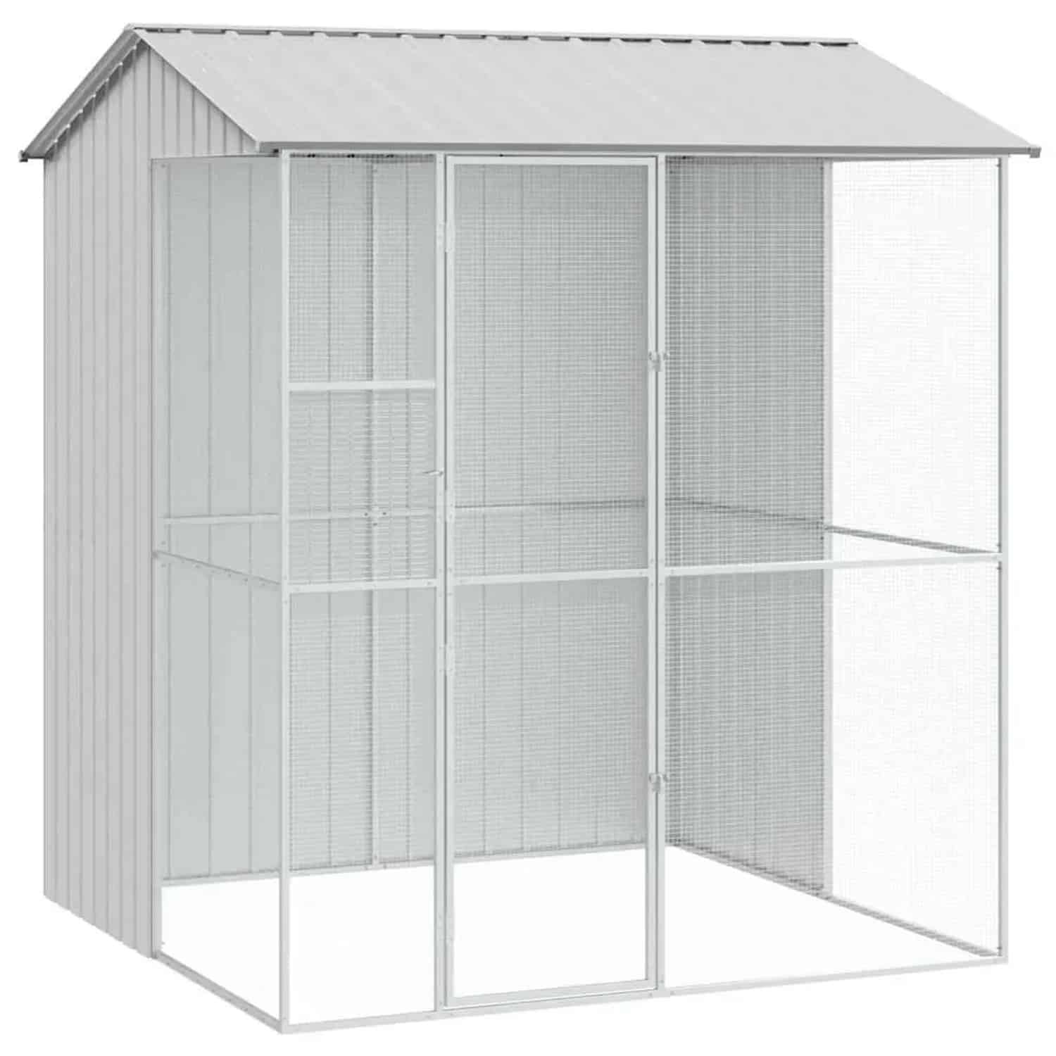 vidaXL Vogelkäfig Grau 215 x 210 x 247 cm Verzinkter Stahl 3325175