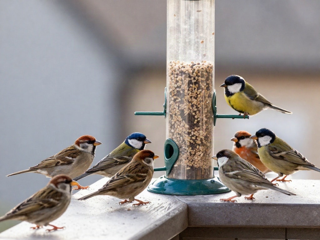 Vögel füttern Balkon