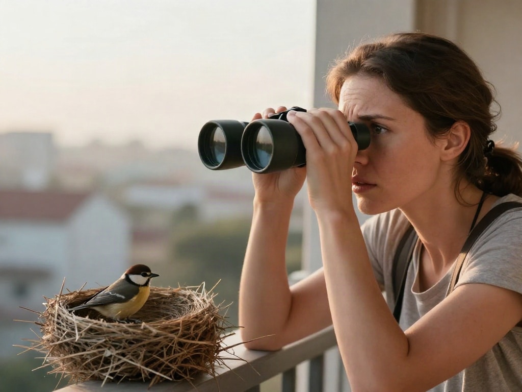 Vogelnest auf Balkon