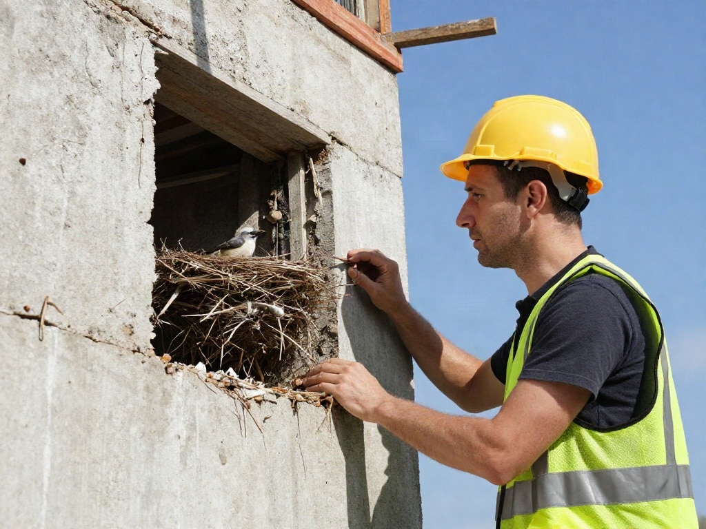 Vogelnest bei Bauarbeiten